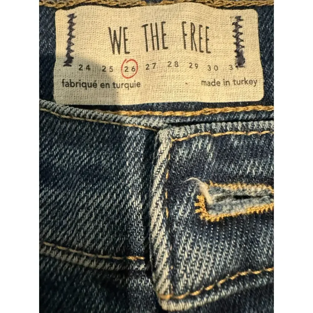 Free People Blue Distressed Straight Jeans Womens Size 26 - Picture 4 of 6